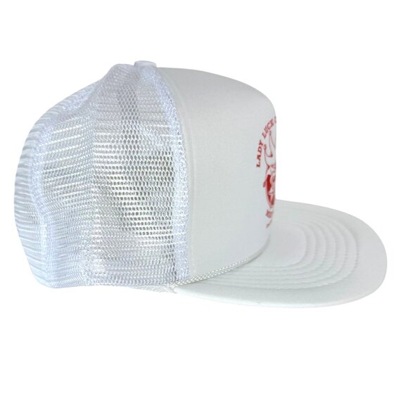 Lady Luck Casino Trucker Hat Downtown Las Vegas Vintage 1990s White Mesh Cap - Picture 2 of 8